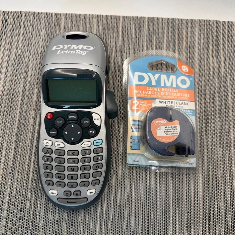 DYMO‎ LetraTag LT-100H Handheld Label Maker Silver with 2PK White Paper Refills